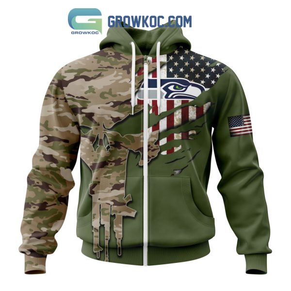 Seattle Seahawks Personalized Veterans Camo Hoodie Shirt