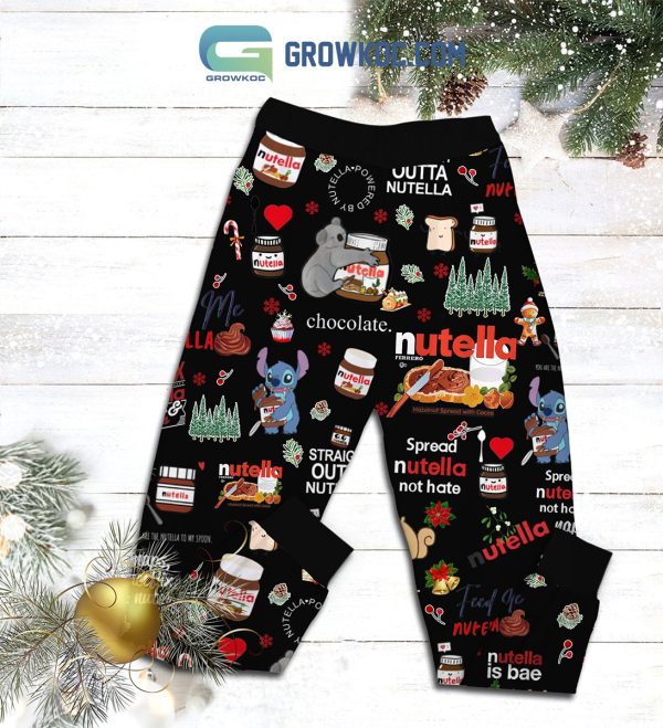 Stitch Spread Nutella Not Hate Christmas Calorie Fleece Pajamas Set