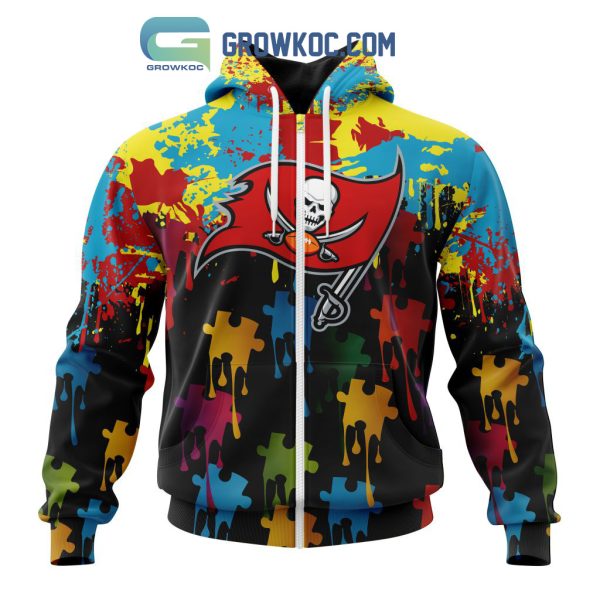 Tampa Bay Buccaneers Personalized Autism Awareness Puzzle Painting Hoodie Shirts