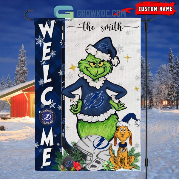 Tampa Bay Lightning Grinch Christmas Personalized House Garden Flag Canvas