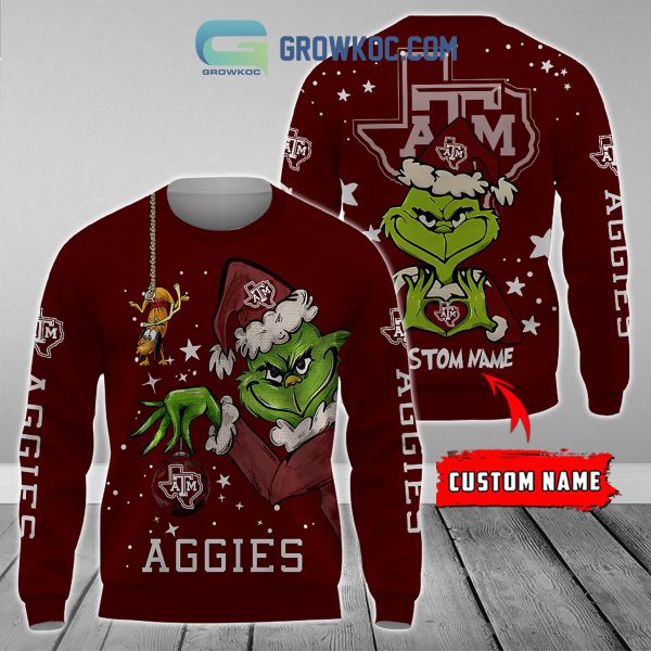 Texas A&M Aggies Grinch Christmas Personalized NCAA Hoodie Shirts