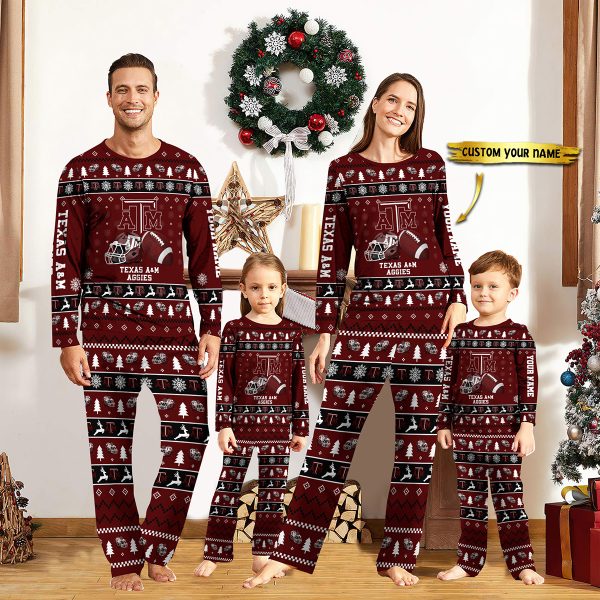 Texas A&M Aggies NCAA Team Christmas Personalized Long Sleeve Pajamas Set