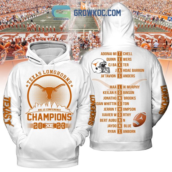 Texas Longhorns 2023 Big 12 Conference Champions Hoodie Shirts White Version