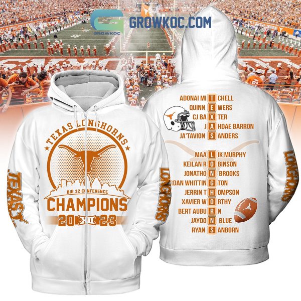 Texas Longhorns 2023 Big 12 Conference Champions Hoodie Shirts White Version