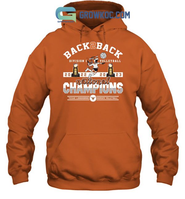 Texas Longhorns Back To Back 2023 Volleyball Champions T-Shirt