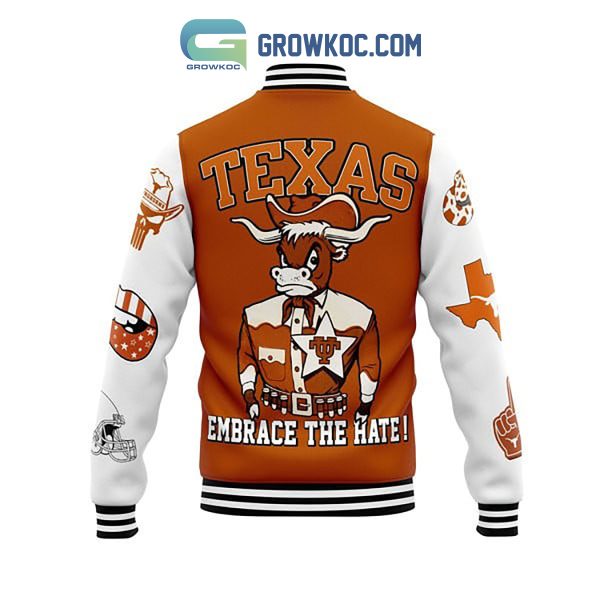 Texas Longhorns Embrace The Hate Personalized Baseball Jacket