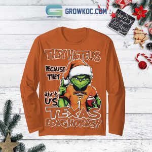 Texas Longhorns Grinch Hate Us Christmas Fleece Pajamas Set