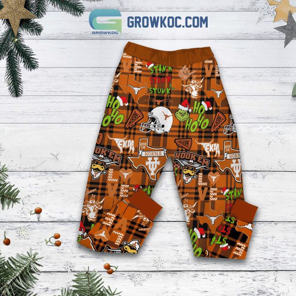 Texas Longhorns Grinch Hate Us Christmas Fleece Pajamas Set