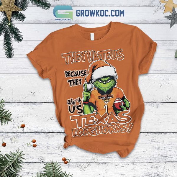 Texas Longhorns Grinch Hate Us Christmas Fleece Pajamas Set