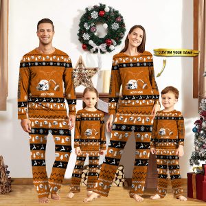 Texas Longhorns NCAA Team Christmas Personalized Long Sleeve Pajamas Set