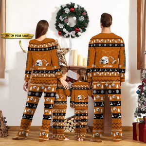 Texas Longhorns NCAA Team Christmas Personalized Long Sleeve Pajamas Set