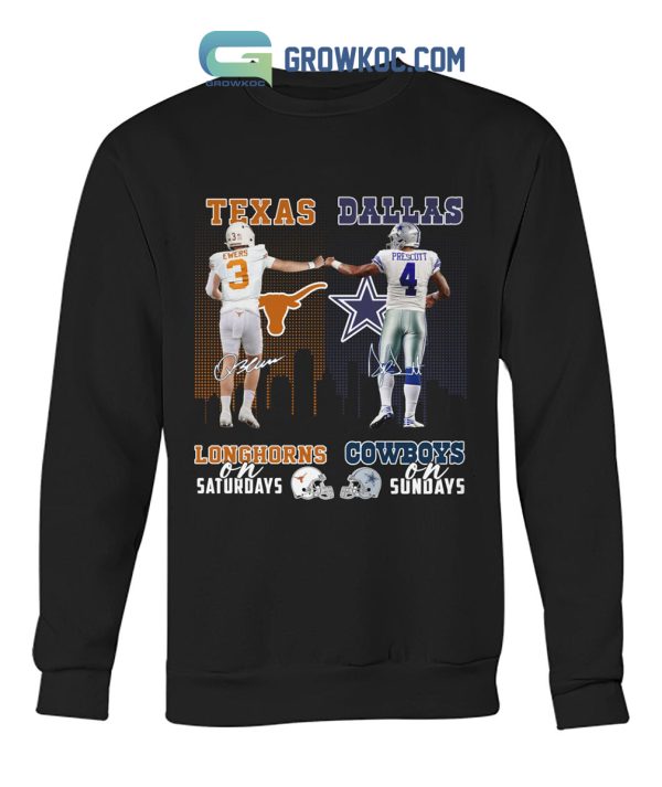 Texas Longhorns On Saturdays Dallas Cowboys On Sundays T-Shirt