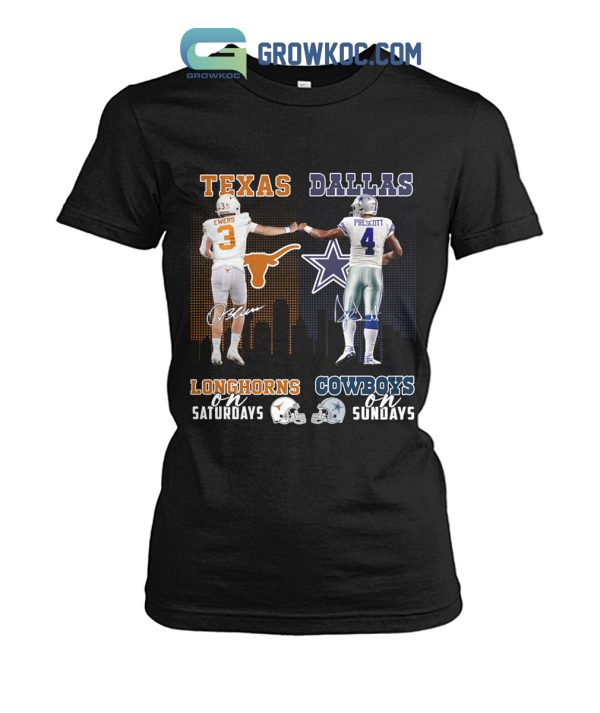 Texas Longhorns On Saturdays Dallas Cowboys On Sundays T-Shirt