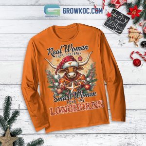 Texas Longhorns Smart Woman Love The Longhorns Christmas Fleece Pajamas Set Long Sleeve