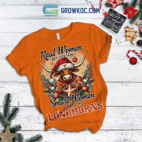 Texas Longhorns Smart Woman Love The Longhorns Christmas Fleece Pajamas Set