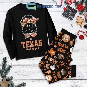 Texas Longhorns Texas Kind Of Girl Christmas Fleece Pajamas Set Long Sleeve