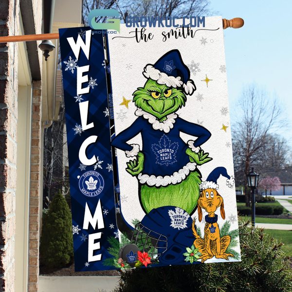 Toronto Maple Leafs Grinch Christmas Personalized House Garden Flag Canvas