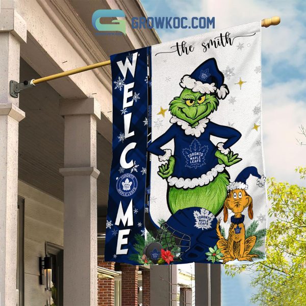 Toronto Maple Leafs Grinch Christmas Personalized House Garden Flag Canvas