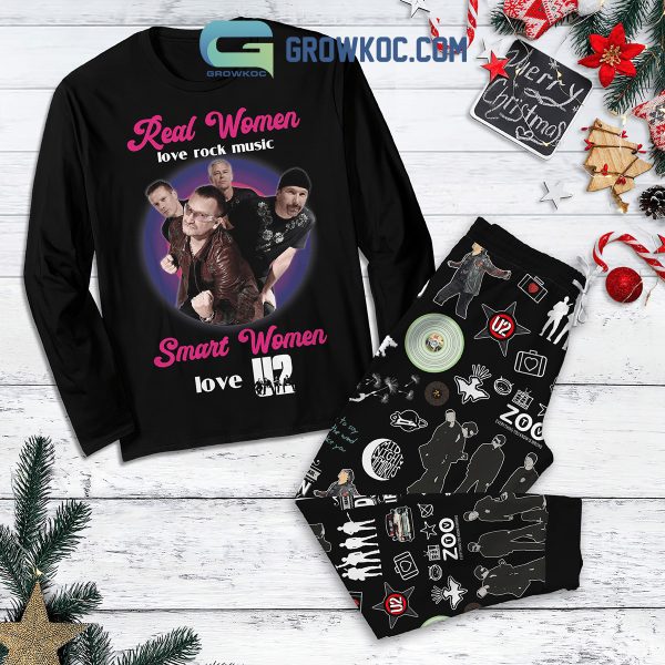 U2 Smart Women Love U2  Christmas Fleece Pajamas Set Long Sleeve