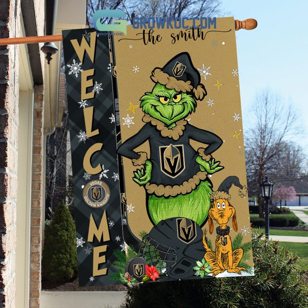 Vegas Golden Knights Grinch Christmas Personalized House Garden Flag Canvas
