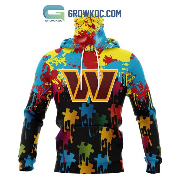 Washington Commanders Personalized Autism Awareness Puzzle Painting Hoodie Shirts