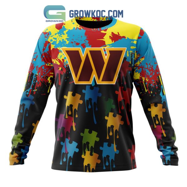 Washington Commanders Personalized Autism Awareness Puzzle Painting Hoodie Shirts