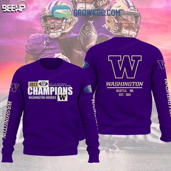 Washington Huskies 2023 Pac 12 Championship Game Hoodie Shirt Purple Verison