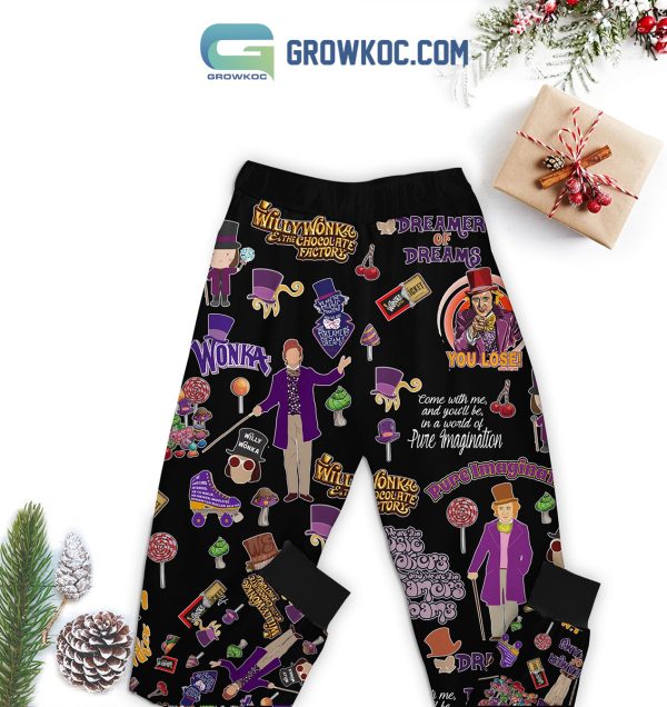 Willy Wonka And The Chocolate Factory Black Version Christmas Fleece Pajamas Set