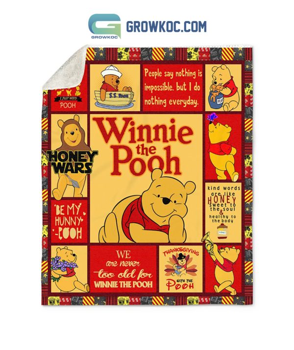 Winnie The Pooh Honey Wars Thanksgiving Fleece Blanket Quilt