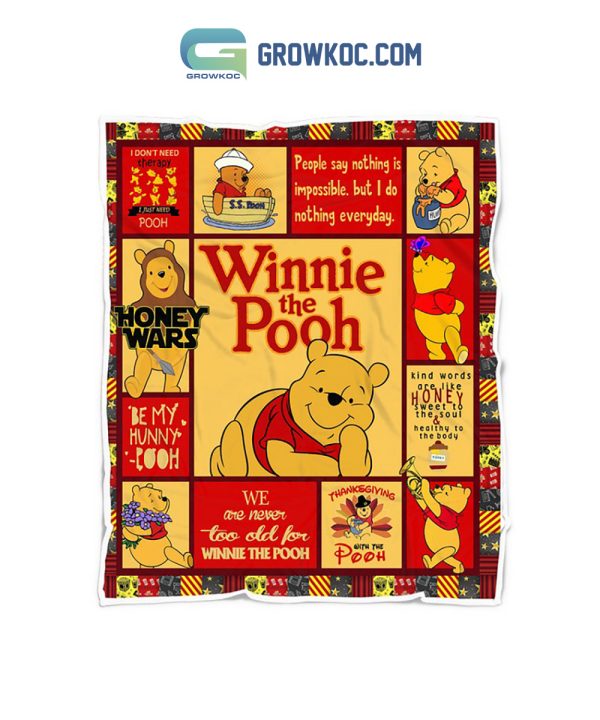 Winnie The Pooh Honey Wars Thanksgiving Fleece Blanket Quilt
