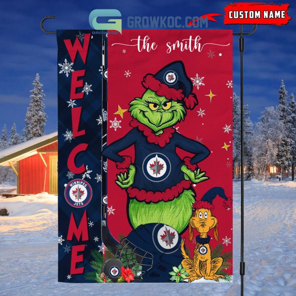 Winnipeg Jets Grinch Christmas Personalized House Garden Flag Canvas