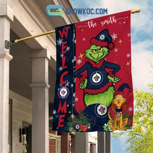 Winnipeg Jets Grinch Christmas Personalized House Garden Flag Canvas