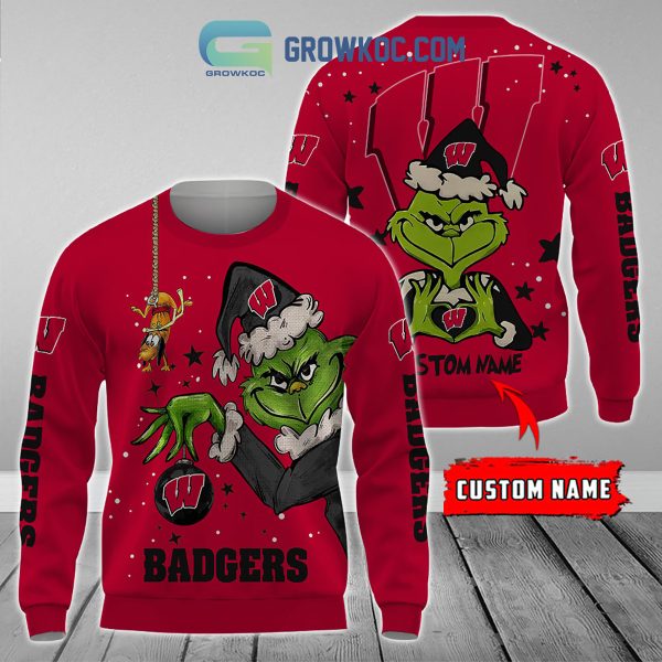 Wisconsin Badgers Grinch Christmas Personalized NCAA Hoodie Shirts