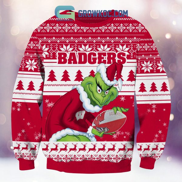 Wisconsin Badgers Grinch NCAA Christmas Ugly Sweater