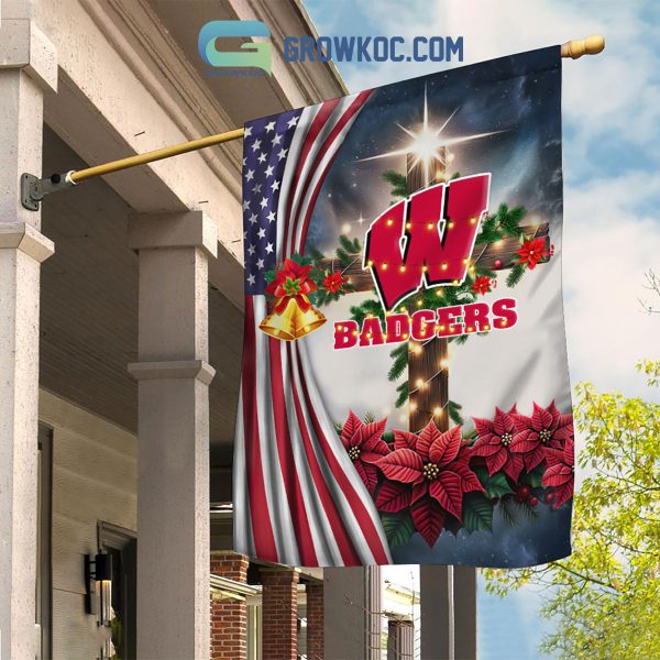 Wisconsin Badgers NCAA Jesus Christmas House Garden Flags