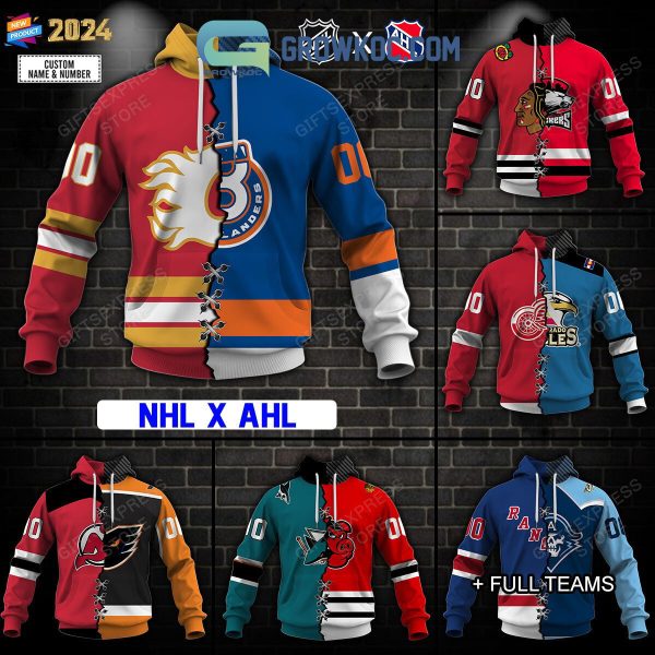 NHL Mix AHL 2 Team Home Jersey Personalized Hoodie T Shirt