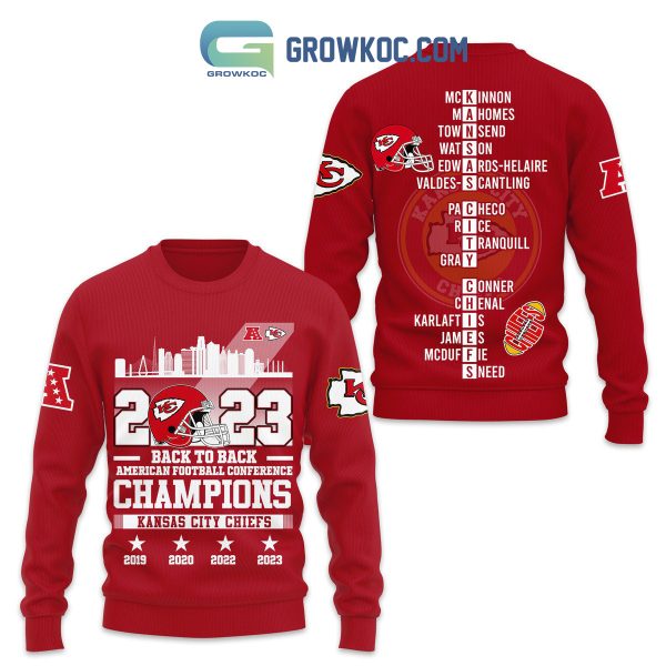 2023 Back To Back AFC Champions Kansas City Chiefs Hoodie T Shirt Sweatshirt