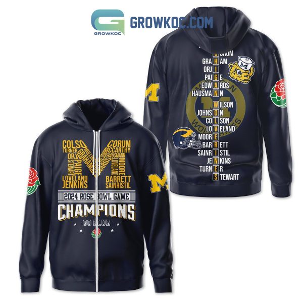 2024 Rose Bowl Game Go Blue Michigan Wolverines Champions Hoodie T Shirt