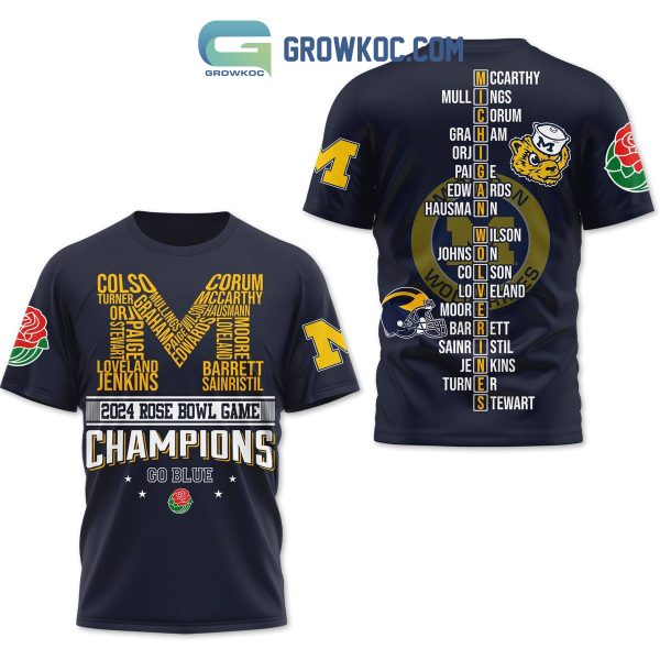 2024 Rose Bowl Game Go Blue Michigan Wolverines Champions Hoodie T Shirt