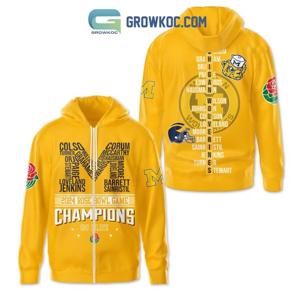 2024 Rose Bowl Game Go Blue Michigan Wolverines Champions Hoodie T Shirt