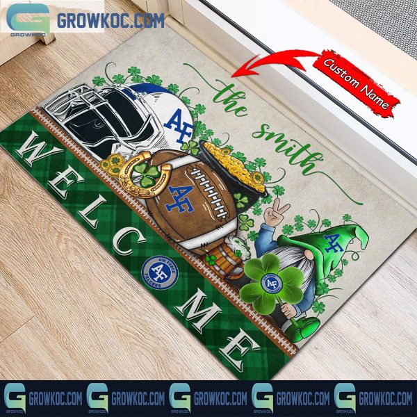 Air Force Falcons St. Patrick’s Day Shamrock Personalized Doormat
