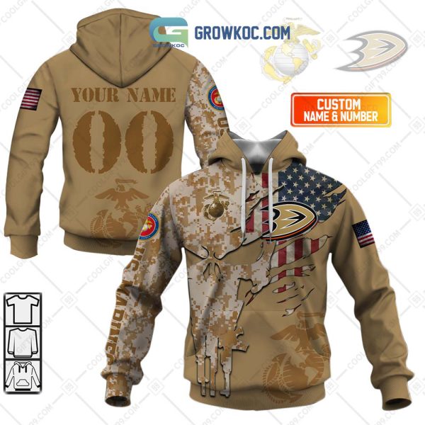 Anaheim Ducks Marine Corps Personalized Hoodie Shirts