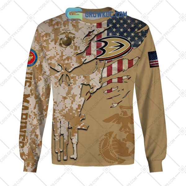 Anaheim Ducks Marine Corps Personalized Hoodie Shirts