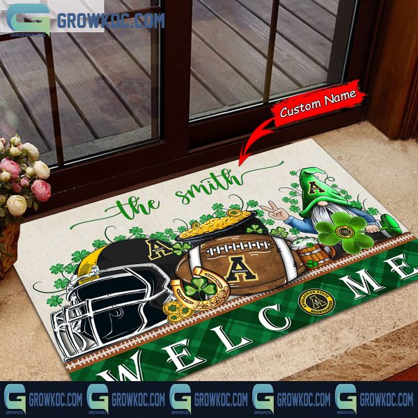 Appalachian State St. Patrick’s Day Shamrock Personalized Doormat