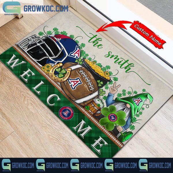 Arizona Wildcats St. Patrick’s Day Shamrock Personalized Doormat