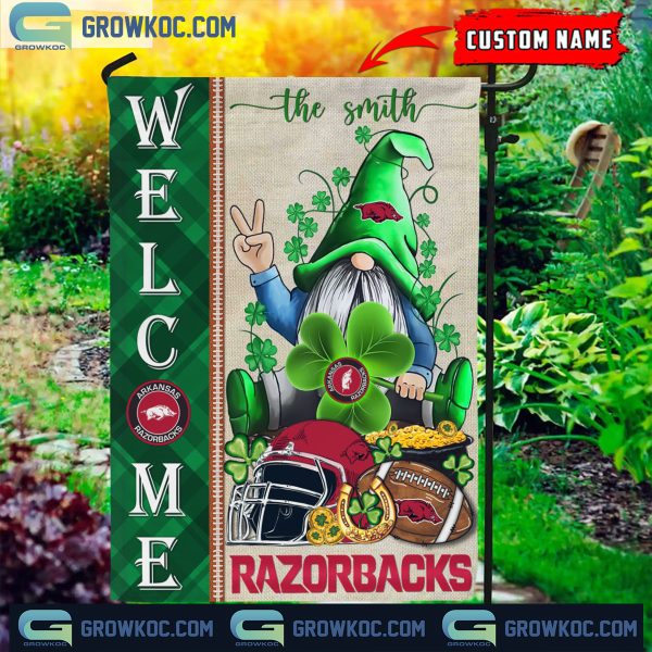 Arkansas Razorbacks St. Patrick’s Day Shamrock Personalized Garden Flag