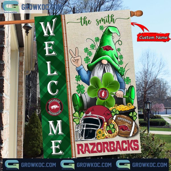 Arkansas Razorbacks St. Patrick’s Day Shamrock Personalized Garden Flag