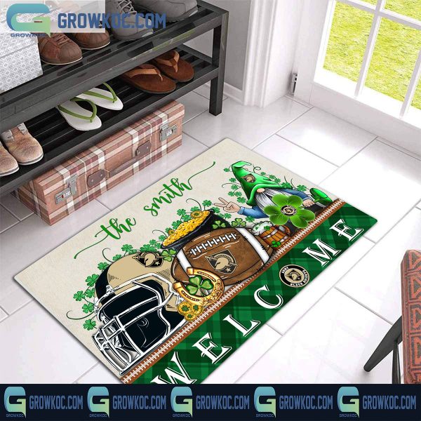 Army Black Knights St. Patrick’s Day Shamrock Personalized Doormat