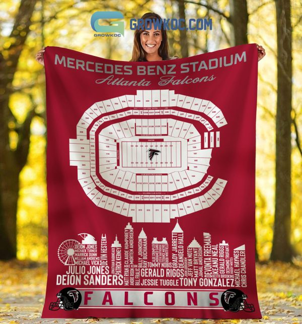 Atlanta Falcons Mercedes Benz Stadium Legends Fleece Blanket Quilt