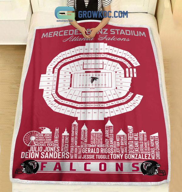 Atlanta Falcons Mercedes Benz Stadium Legends Fleece Blanket Quilt